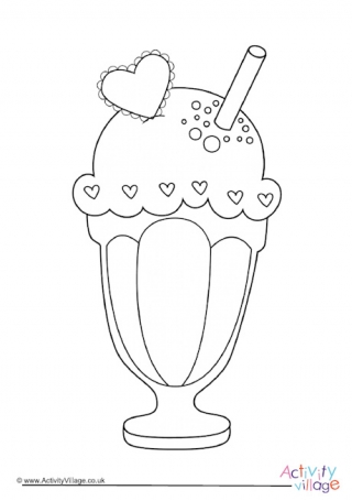 Icecream Sundae Colouring Page