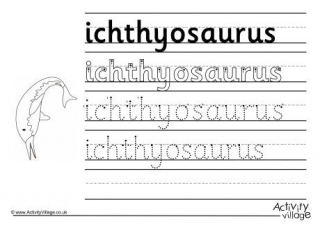 Ichthyosaurus Handwriting Worksheet