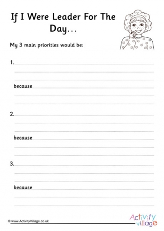 If I Were Leader For The Day Worksheet 1