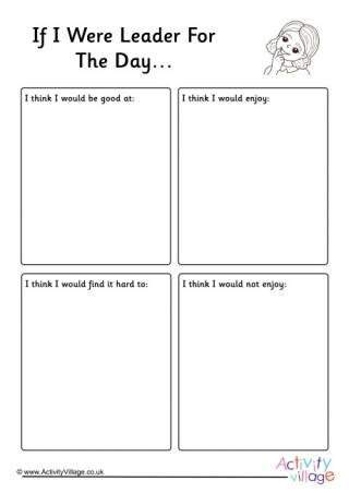 If I Were Leader For The Day Worksheet 2