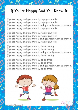 If You're Happy And You Know It Song Lyrics Printable