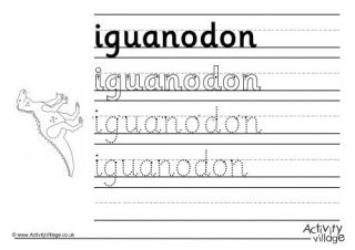 Iguanodon Handwriting Worksheet