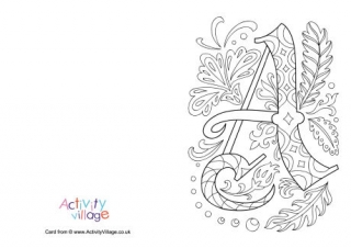 Illuminated Letter A Colouring Card