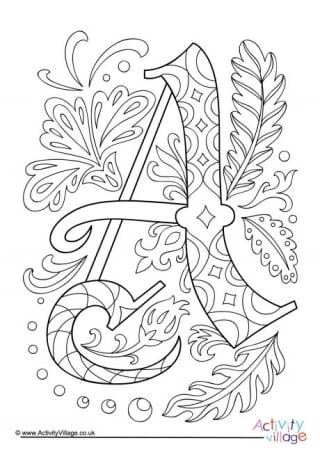 Illuminated Letter A Colouring Page