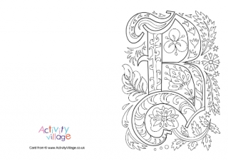 Illuminated Letter B Colouring Card
