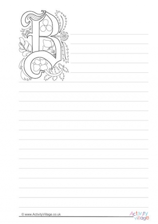 Illuminated Letter B Writing Paper