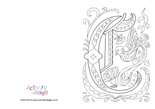 Illuminated Letter C Colouring Card