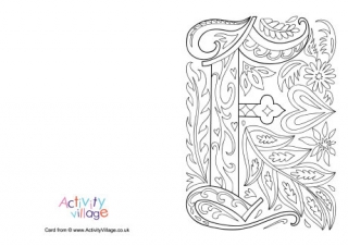 Illuminated Letter F Colouring Card