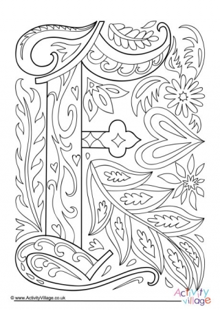 Illuminated Letter F Colouring Page