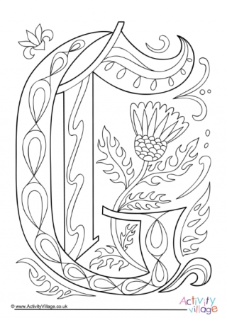 Illuminated Letter G Colouring Page