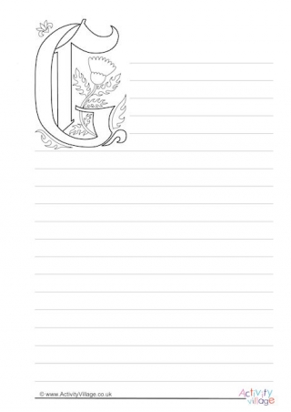 Illuminated Letter G Writing Paper