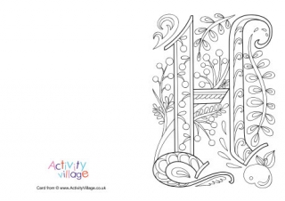 Illuminated Letter H Colouring Card