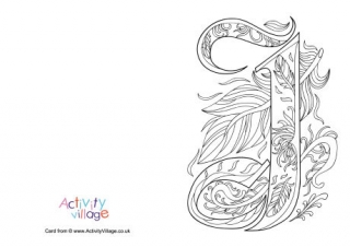 Illuminated Letter J Colouring Card