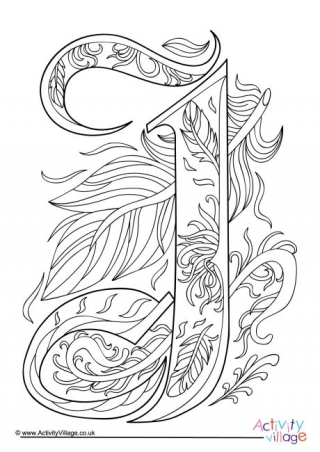 Illuminated Letter J Colouring Page