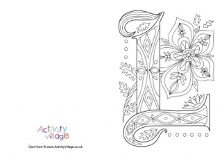 Illuminated Letter L Colouring Card