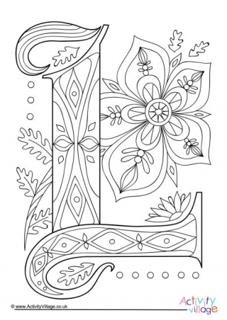 Illuminated Letter L Colouring Page