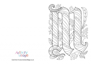 Illuminated Letter M Colouring Card