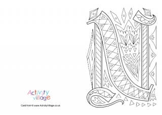 Illuminated Letter N Colouring Card