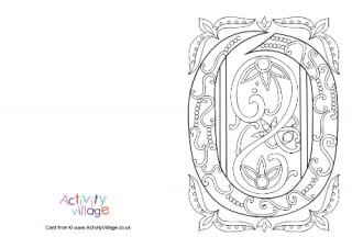 Illuminated Letter O Colouring Card