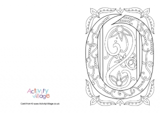 Illuminated Letter O Colouring Card