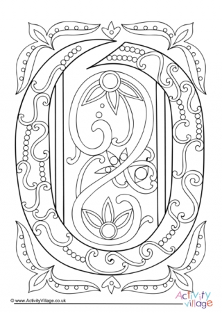 Illuminated Letter O Colouring Page