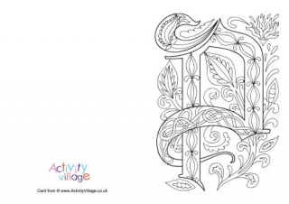 Illuminated Letter P Colouring Card