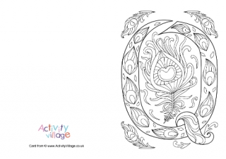 Illuminated Letter Q Colouring Card