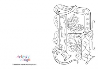 Illuminated Letter R Colouring Card