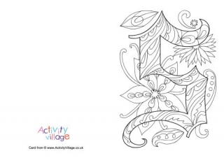 Illuminated Letter S Colouring Card