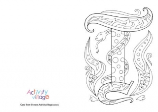 Illuminated Letter T Colouring Card