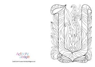 Illuminated Letter V Colouring Card