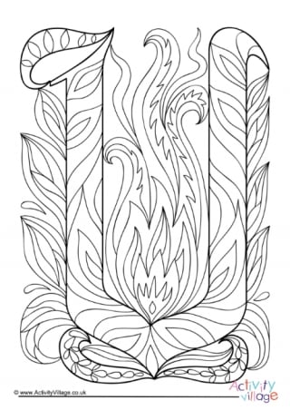 Illuminated Letter V Colouring Page