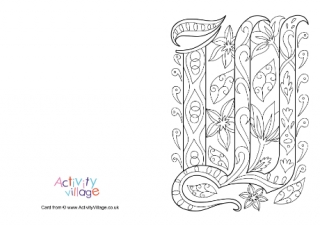 Illuminated Letter W Colouring Card