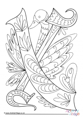 Illuminated Letter X Colouring Page