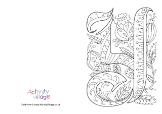 Illuminated Letter Y Colouring Card