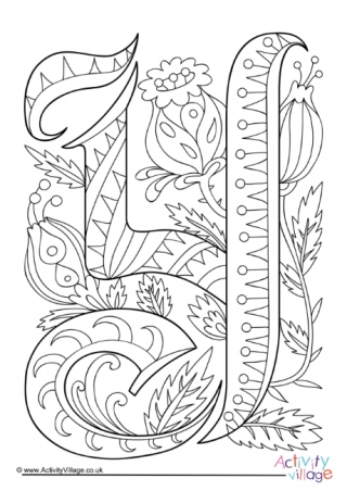 Illuminated Letter Y Colouring Page