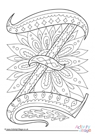 Illuminated Letter Z Colouring Page