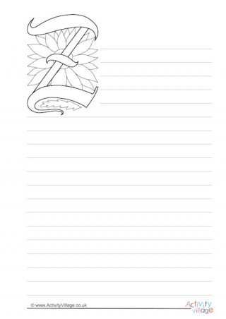 Illuminated Letter Z Writing Paper