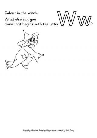 Imagination Alphabet Colouring Page W