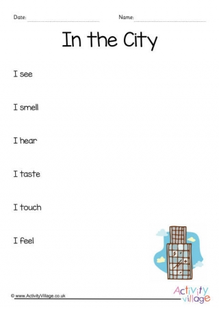 In The City Sensory Poem Planning Sheet