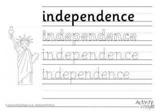 Independence Handwriting Worksheet