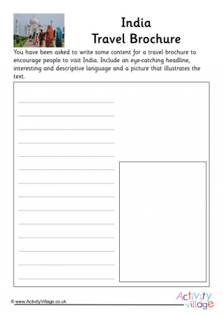 India Travel Brochure Worksheet