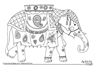 Indian Elephant Colouring Page