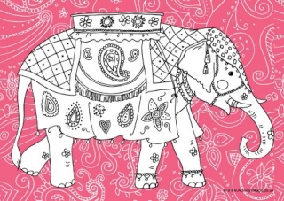 Indian Elephant Colouring Page 2