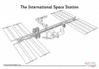 International Space Station Colouring Page