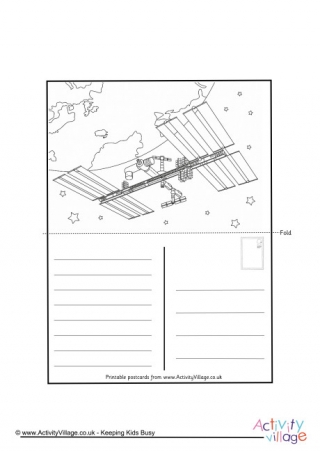 International Space Station Colouring Postcard