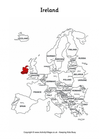 Ireland on Map of Europe