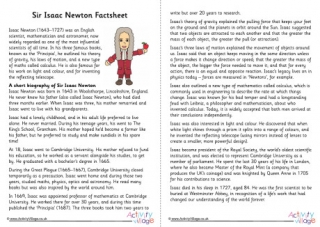 Isaac Newton Factsheet