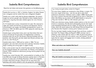 Isabella Bird Comprehension
