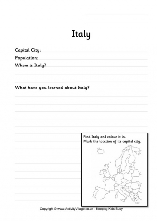 Italy Worksheet